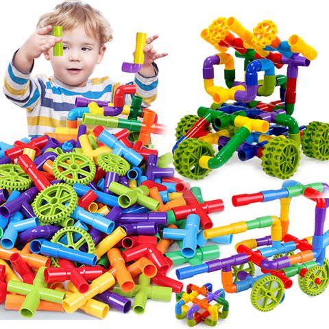 DIY Water Pipe Building Blocks Toys Pipeline Tunnel Construction Enlightening Educational STEM Assembling Toys For Children Gift ► Photo 1/6