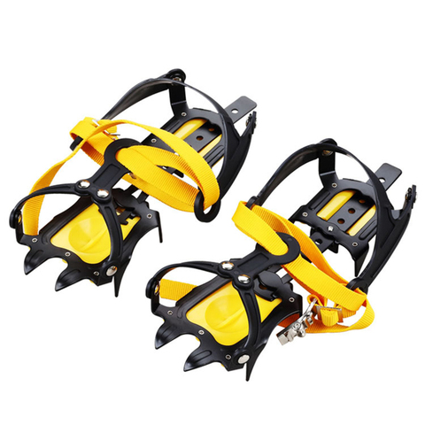 10-Teeth Outdoor Climbing Antiskid Crampons Adjustable Winter Walk Ice Mountaineering Snowshoes Manganese Steel Slip Shoe Covers ► Photo 1/6