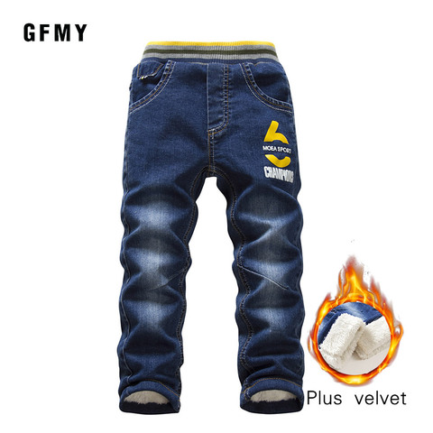 GFMY Brand 2022 Leisure winter Plus velvet Boys Jeans 3year -10year Keep warm Straight type Children's Pants ► Photo 1/6