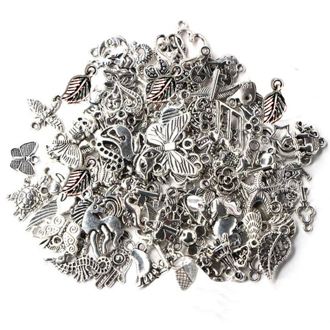 19 Styles Mixed Vintage Tibetan Silver Beads for Jewelry Making Bracelet DIY Craft Clasps Hooks Pendant Charms ► Photo 1/6