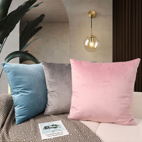 Solid Color Flannel Pillowcase Office Cushion Cover  Luxury Home Decor Living Room Sofa Seat Velvet Sofa Coushion Cover 2022 New ► Photo 1/6
