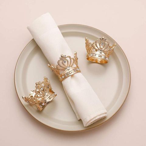 6pcs/lot Hot Sale Crown Napkin Ring Metal Tissue Ring Napkin Buckle Suitable for Wedding Banquet Holiday Party Decoration ► Photo 1/5