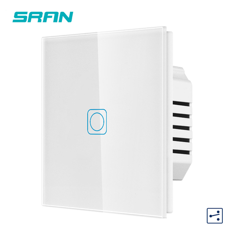 SRAN EU Wall Sensor Switch, 110-240V 350w Crystal Glass Panel With Led 1Gang 2Way Touch Switch For Stairs And Interrupted 82*82 ► Photo 1/6