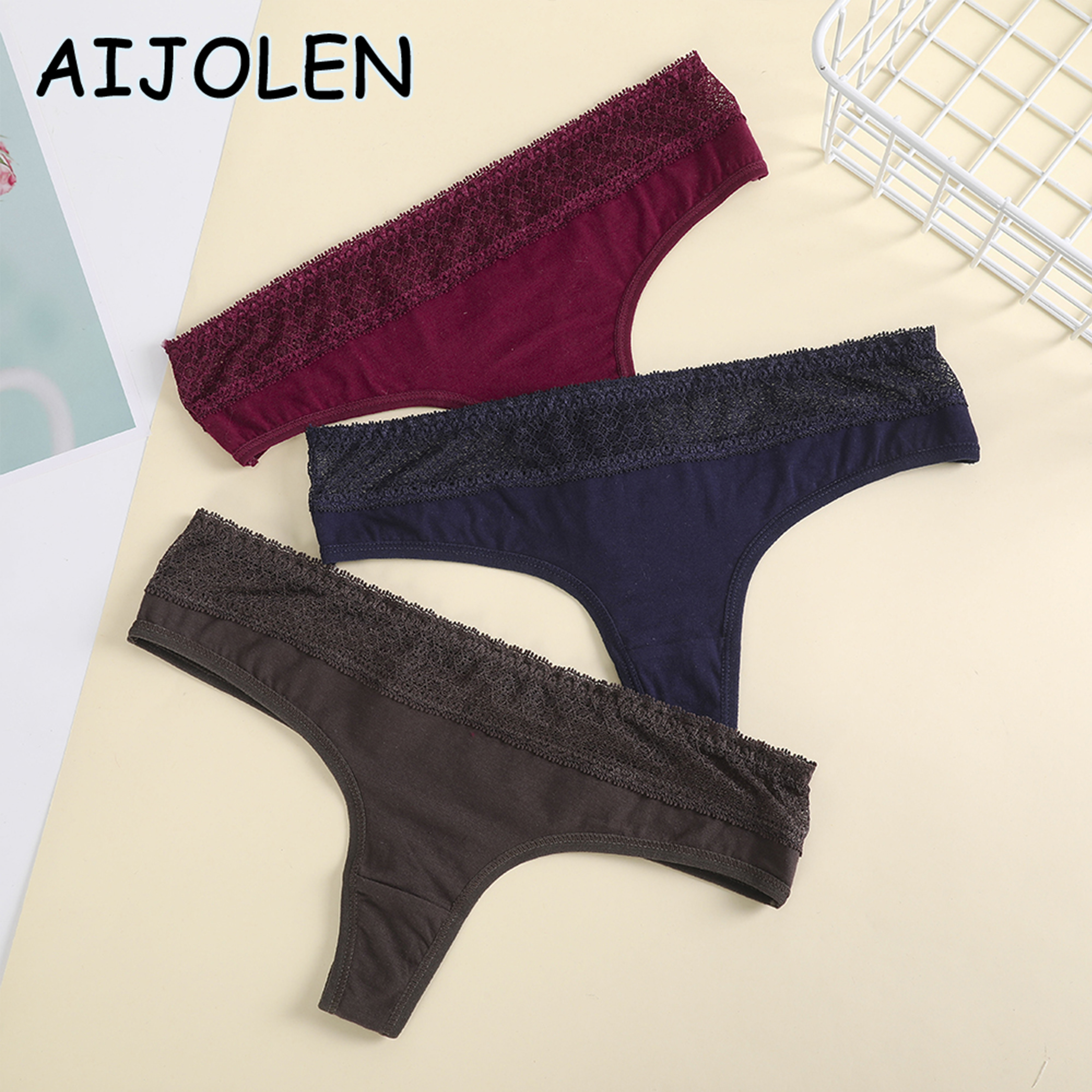 AIJOLEN Pure Color Cotton Comfortable Breathable Soft G-String