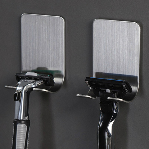 304 Stainless Steel Razor Holder for Men's Shaving Shaver Shelf Bathroom Viscose Razor Hook Wall Adhesive Storage Rack Hanger ► Photo 1/6