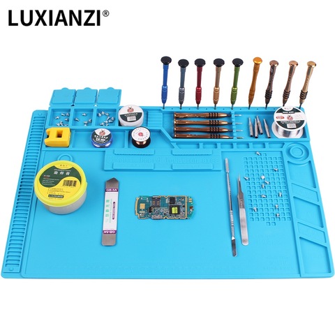 LUXIANZI Heat-Resistant Silicone Soldering Mat Insulation ESD Work Desk Pad For BGA Soldering Station Repair Pad with Magnetic ► Photo 1/6