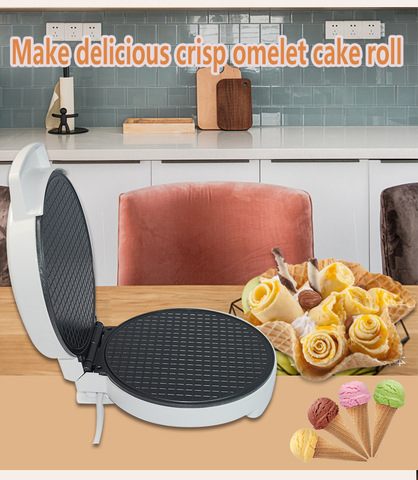 Electric Crispy Egg Roll Maker Omelet Sandwich Iron Crepe Baking Pan Waffle Pancake Oven DIY Ice Cream Cone Machine EU Plug ► Photo 1/5