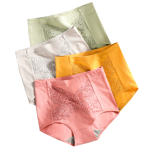 Plus Size 5XL 4Pcs High Waist Panties Women Soft Cotton Sexy Briefs Underwear Body Shaper Breathable Comfort Female Intimates ► Photo 1/6
