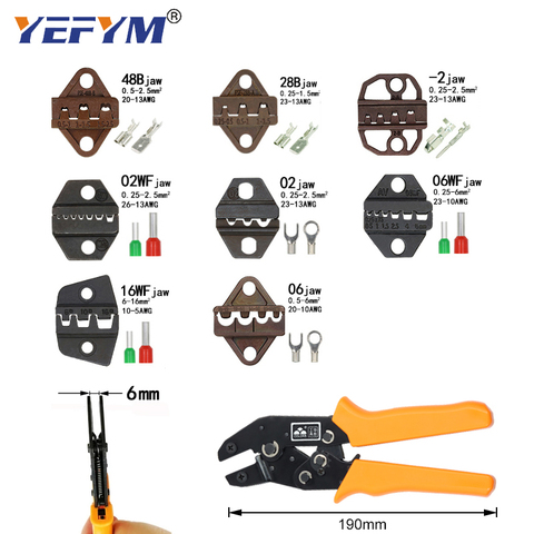 COLORS crimping pliers jaw (jaw width 6mm)/(pliers 190mm) for TAB 2.8 4.8 6.3/C3 XH2.54 3.96 2510 plug spring SN-48B SN-28B SN-2 ► Photo 1/6