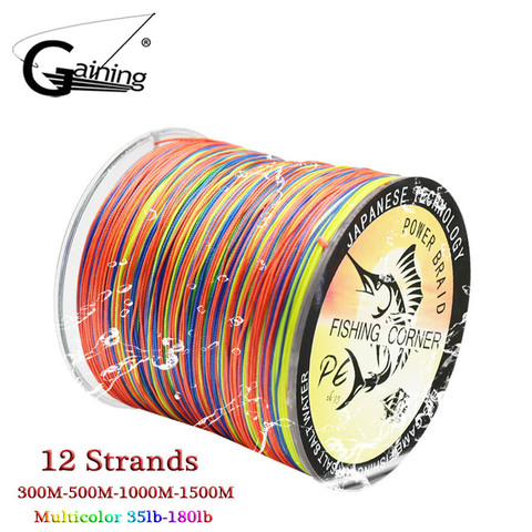 12 Strands 300m/500m/1000m/1500m Braided Line Multifilament 35-180LB Multicolor Super Strong Japan PE Line Saltwater Fishing ► Photo 1/6