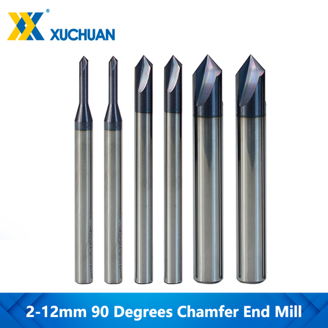 90 Degrees Chamfering Milling Cutter 3 Flute End Mills CNC Router Bit For Aluminum Engraving Tool Tungsten Carbide End Mill ► Photo 1/6