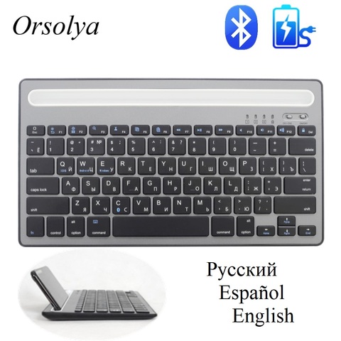 Russian/Spanish Bluetooth MIni Keyboard With Phone Holder Rechargeable Wireless Dual Channel Keyboard For Tablet/Laptop/Phone ► Photo 1/6
