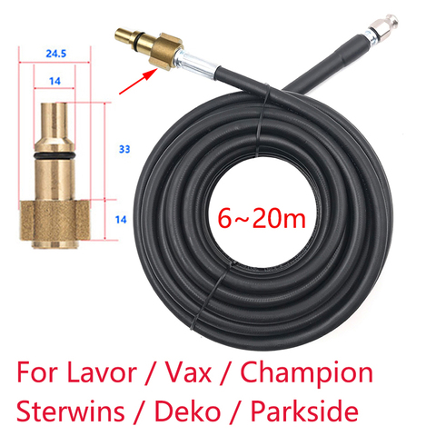 6m 10m 15m 20 meters 160bar Sewer Drain Water Cleaning Hose For Lavor Vax Champion Sterwins Deko Parkside High Pressure Washer ► Photo 1/6