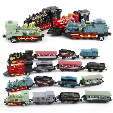 Diecast 1:60 Alloy Toy Car Vehicles Retro Steam Train Carrinho De Brinquedo Pull Back Model Train kids Toys Set For Boys Gifts ► Photo 1/6