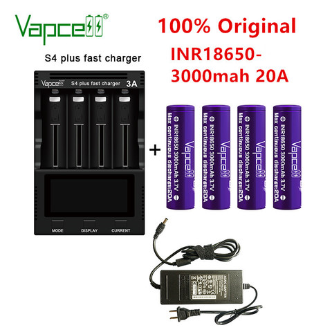 Vapcell original S4 plus battery charger mooch/HKJ test 3.7V 18650 21700 18350 rechargeable li ion battery 3000mah 4000mah ► Photo 1/4