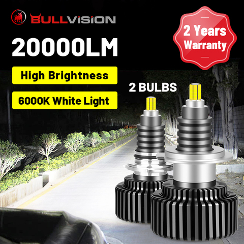 BULLVISION H7 LED Headlights 20000LM 360 Degree 6000K 8000K Color H1 H4 H11 9012 HIR2 HB3 HB4 H8 H9 9005 9006 Car Headlamp Bulbs ► Photo 1/6