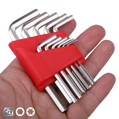 11Pcs Hex Key Set,CR-V Hex Key Wrench,2mm Hex Key Allen Wrench Set,Allen Key Set Sae Metric 12mm Short Arm Tool Set ► Photo 1/6