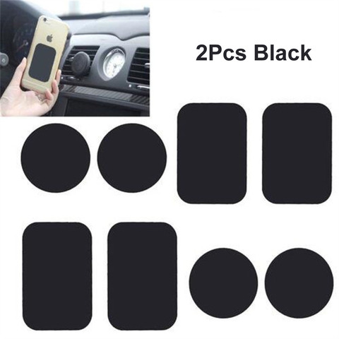 2pcs Black Metal Universal Plate disk iron sheet for Iphone samsung Round Square Magnet  Magnetic Car mobile Phone Stand holder ► Photo 1/1