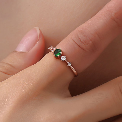 Woozu New Luxury Green Pink White Stone Cubic Zirconia Wedding/Engagement Rings For Women Rose Gold Color Ring Jewelry ► Photo 1/6