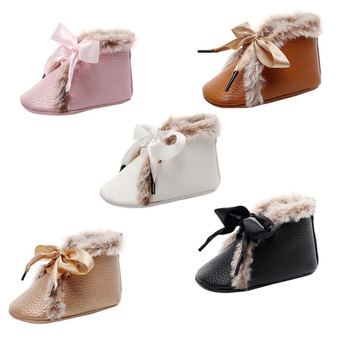 Winter Warm Leather First Walkers Newborn Moccasins Baby Booties 0-24M ► Photo 1/6