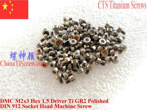 DIN 912 M2 Titanium screw M2x3 M2x4 M2x5 M2x6 M2x7 M2x8 M2x10 M2x12 M2x16 M2x20 socket head Hex 1.5 driver Ti GR2 ► Photo 1/2