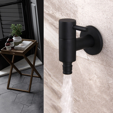 Copper Gold Matte Black Wall Mounted Washing Machine Tap Mop Pool Tap Garden Outdoor Bathroom Water Faucet Kitchen Water Saving ► Photo 1/6