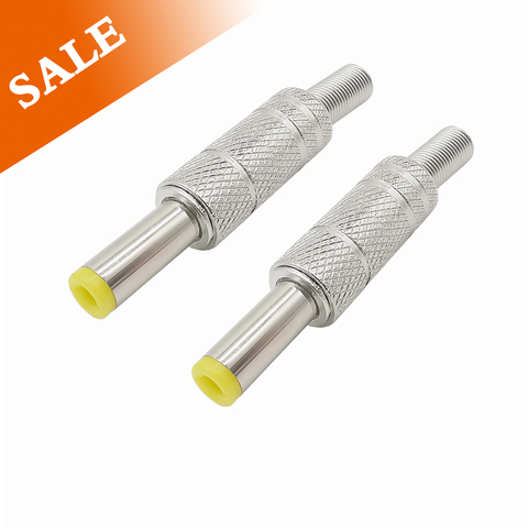 2/5/10 Pcs Silver Metal 5.5x2.1mm/5.5mm x 2.5mm DC Power Male Plug Jack Connector with Spring and Yellow Head 5.5*2.1/5.5*2.5mm ► Photo 1/6