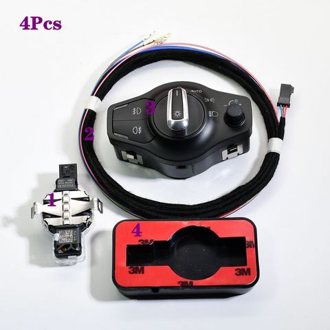 4 Pcs Chrome Auto Car Headlights Multifunction Switch & Rain Sensor Kit For A4 Q5 8K0 941 531 AS 81A 955 555 A ► Photo 1/6