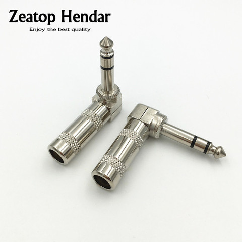 1Pcs Brass 6.35 mm 1/4 inch 3 Pole Stereo Jack Right Angle 90 TRS Male Plug Microphone Audio for Guitar Cable Solder Connector ► Photo 1/5