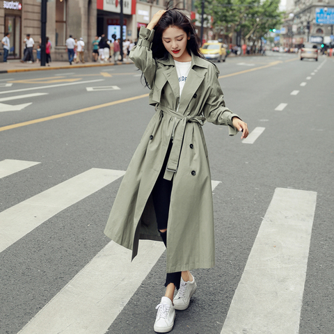 England Style Double-Breasted Long Women Trench Coat Belted with Flaps Spring Autumn Lady Windbreaker Duster Coat Female Clothes ► Photo 1/6