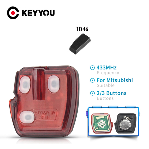 KEYYOU Keyless Entry Car Remote Key Cover 433MHz 2/3 Buttons For Mitsubishi Lancer Outlander 2008 2010 2011 2012 With ID46 Chip ► Photo 1/6