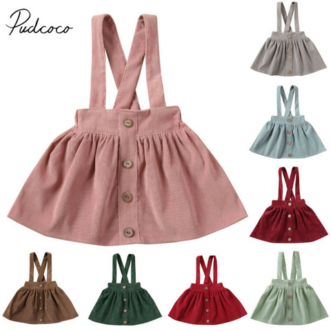 2022 Baby Summer Clothing Toddler Kids Baby Girls Party Strap Suspender Gown Solid Overalls Dresses Corduroy Outfits ► Photo 1/6
