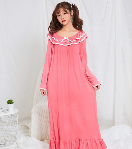 Spring Autumn Ladies Long Sleeves Modal Cotton Princess Nightgown Girl Student Royal Princess Sleepwear Lounge Negligee Homewear ► Photo 1/6