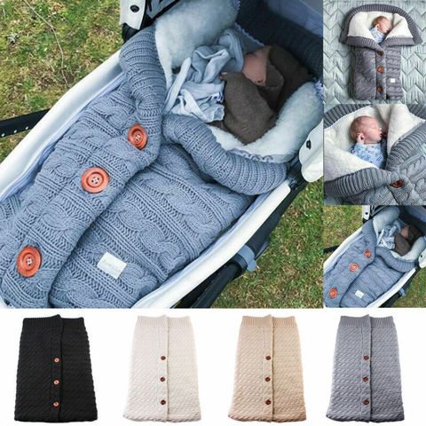 Newborn Unisex Baby Winter Warm Sleeping Bags Infant Boys Knit Swaddle Wrap Swaddling Stroller Blanket Sleeping Bags For Girls ► Photo 1/6