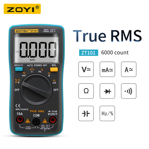 RM101 ZOYI ZT101 Digital Multimeter Backlight AC/DC Ammeter 6000 counts AC/DC Ammeter Voltmeter Ohm Portable Meter voltage meter ► Photo 1/6