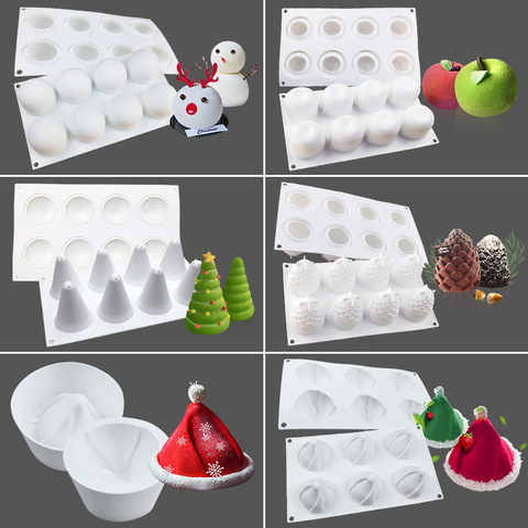Hot Christmas Silicone Mold For Cake Pastry Baking Chocolate Candy Fondant Apple Snowman Hat Shape Dessert Mould DIY Decorating ► Photo 1/6