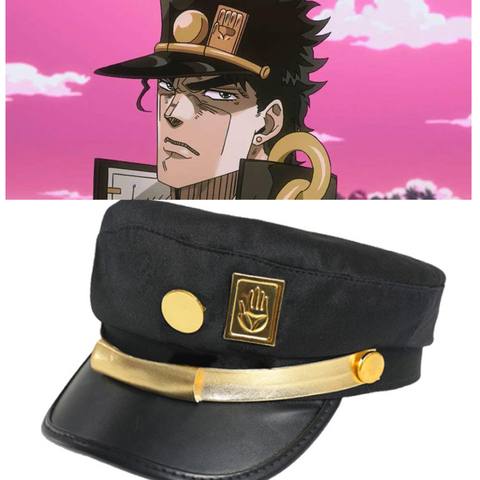 Bimaoxer Anime JoJo's Bizarre Adventure Jotaro Kujo Joseph Army Military JOJO Cap Hat+Badge Animation around Jotaro Hat ► Photo 1/6