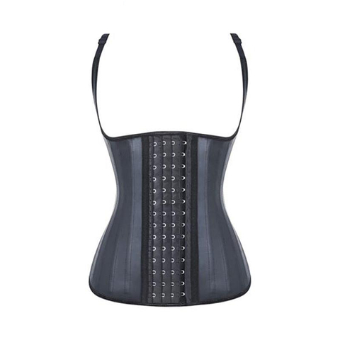 Burvogue Waist Trainer Latex Modeling Strap Corsets Steel Boned