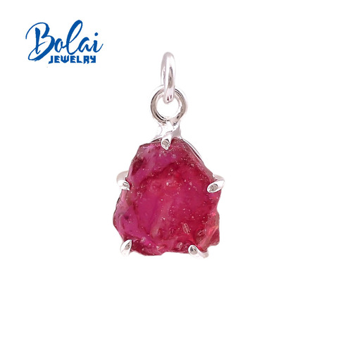 bolaijewelry,2022 new natural ruby rough pendant, 925 sterling silver, original gemstone design exquisite ornaments ► Photo 1/6