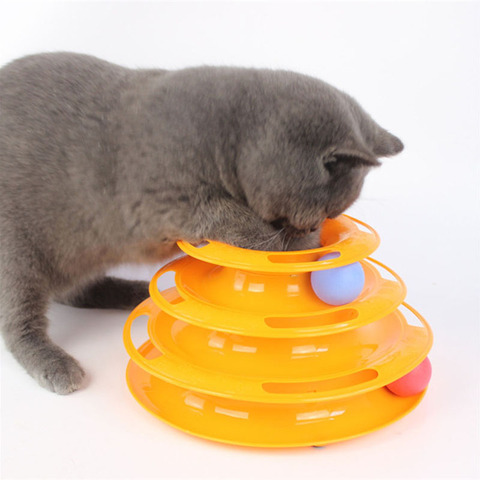 Three Levels Pet Cat Toy Tower Tracks Disc Cat Intelligence Amusement Triple Play Disc Cat Toys Ball Training Amusement Plate ► Photo 1/6