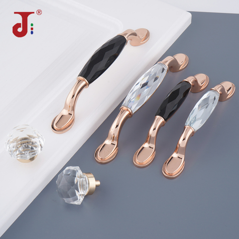 96/128mm Rose Gold Furniture Cabinet Handles Zinc Alloy K9 Crystal Handles Kitchen Cupboard Pulls Drawer Knobs Hardware Handle ► Photo 1/6