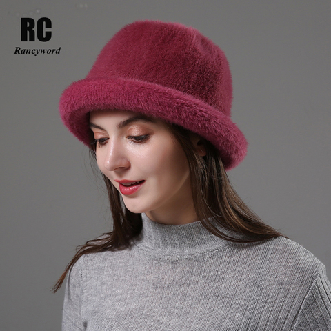 [Rancyword]   Wool Elegant Women Hat Dome Short Brim Hats Female British Retro Autumn Winter Basin Cap Faux velvet Hat RC2070 ► Photo 1/6