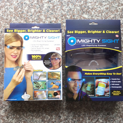 160% Mighty Sight Led Magnifying Eyewear Glasses with Rechargeable LED  lights