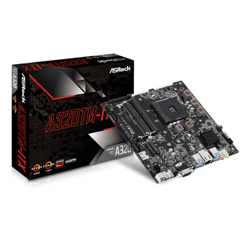 ASRock A320TM-ITX All-in-one PC Motherboard (Supports LVDS) Socket AM4 DDR4 64G SATA3, 1 Ultra M.2 USB 3.1 VGA HDMI Mini-ATX ► Photo 1/4