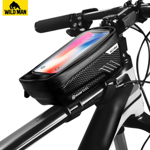 WILD MAN Mountain Bike Bag Rainproof Waterproof Mtb Front Bag 6.2inch Mobile Phone Case Bicycle Top Tube Bag Cycling Accessories ► Photo 1/6