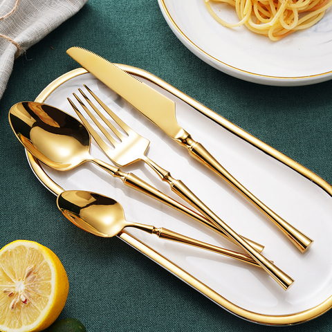 24Pcs/set Stainless Steel Cutlery Set Gold Dinnerware Set Western Food Cutlery Tableware Dinnerware Fork Knives Spoons ► Photo 1/6