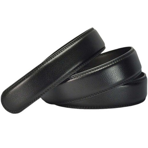Luxury Men's Leather Automatic Ribbon Waist Strap Belt Without Buckle Black 3.5cm*120cm Hot Sale ► Photo 1/6