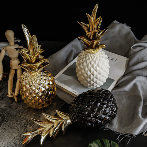 Nordic Light Luxury Ceramic Pineapple Golden Creative Home Living Room Porch Model Room Soft Decoration Wedding Gift ► Photo 1/6