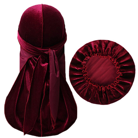Velvet Durag And Bonnet 2pcs Set for Women Sleeping Bonnets Cap and Men Doo Rag ► Photo 1/6