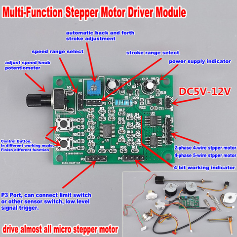 Micro Stepper Motor Control Module Board  DC 5V-12V 6V 2-phase 4-wire  4-phase 5-wire  Stepping Motor Driver ► Photo 1/4